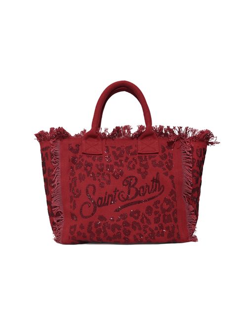 Borsa Vanity regular in canvas di cotone leopardato con strass Mc2 Saint Barth | VANI00100269L